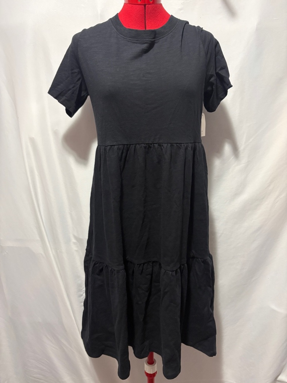 Classic Black Tiered Short-Sleeve Dress
